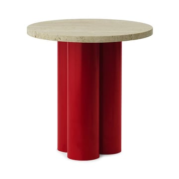 Läs mer om Normann Copenhagen Dit sidobord Ø40 cm Travertine Light-bright red