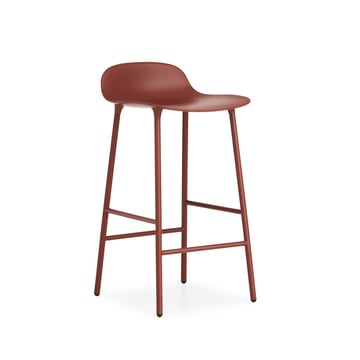 Normann Copenhagen Form barstol låg red rödlackerad stålben