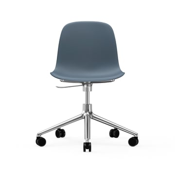 Normann Copenhagen Form chair swivel 5W kontorsstol blå aluminium hjul