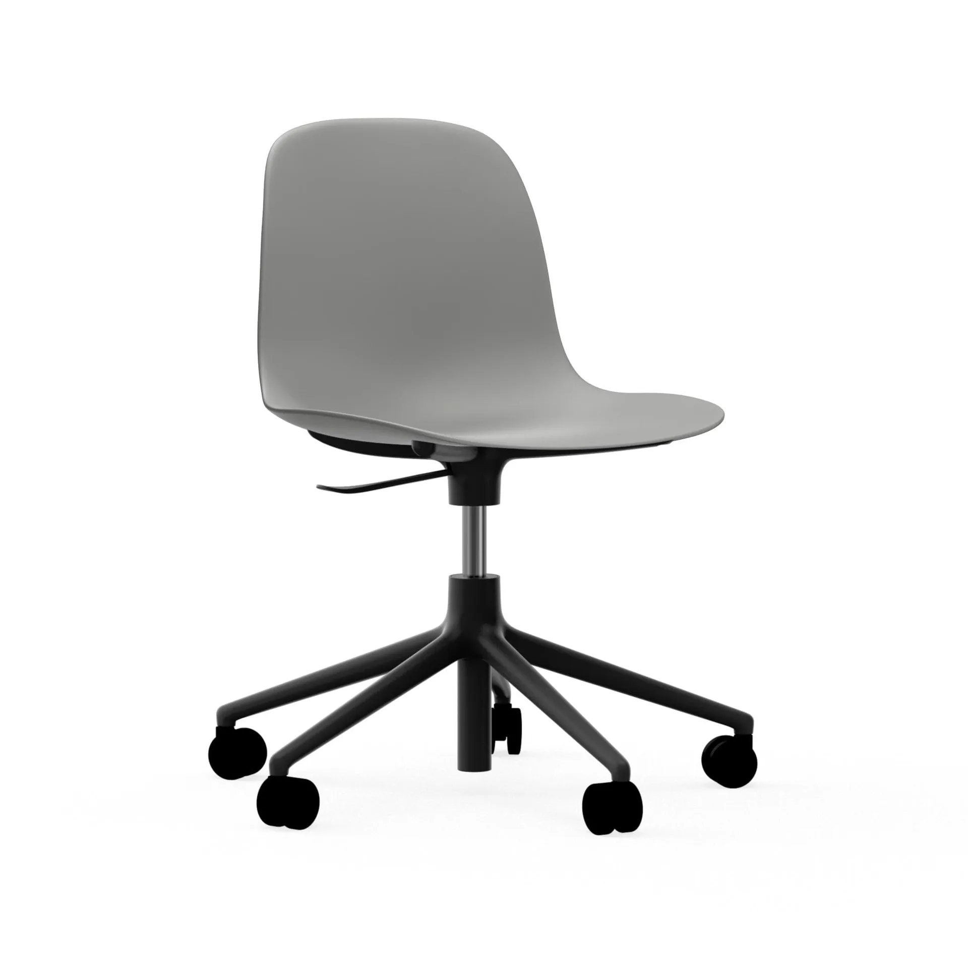 Form chair swivel 5W kontorsstol, grå, svart aluminium, hjul Normann Copenhagen