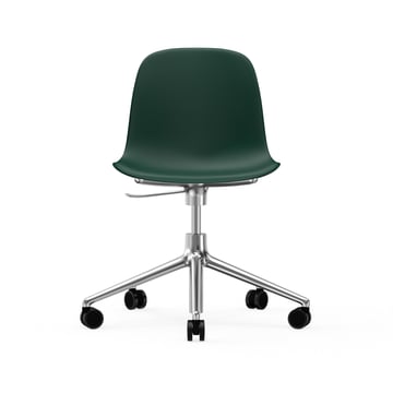 Normann Copenhagen Form chair swivel 5W kontorsstol grön aluminium hjul