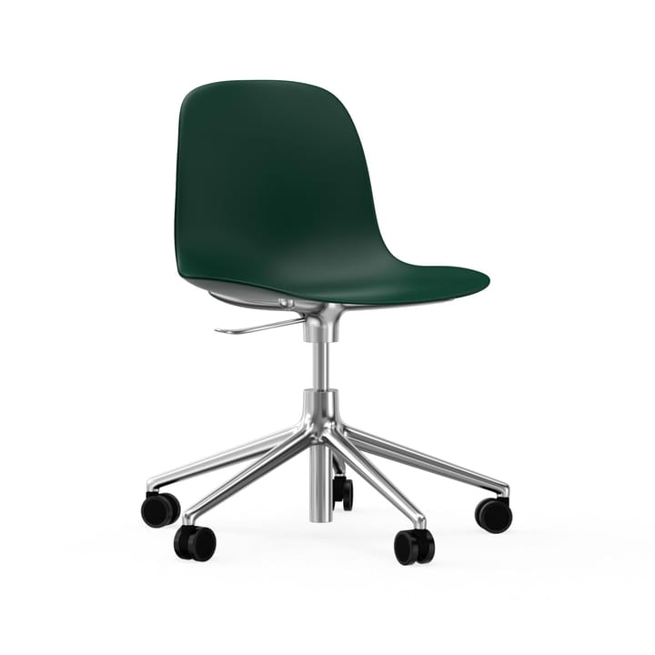 Form chair swivel 5W kontorsstol, grön, aluminium, hjul Normann Copenhagen