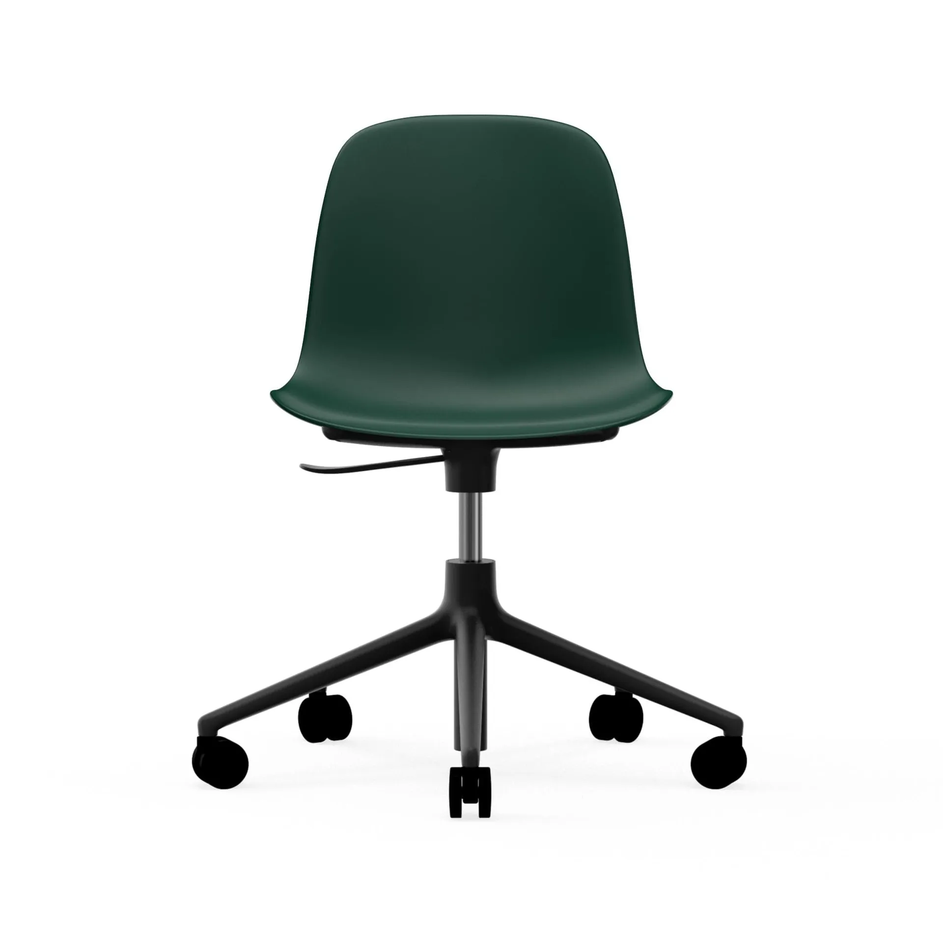Form chair swivel 5W kontorsstol, grön, svart aluminium, hjul Normann Copenhagen