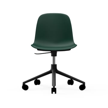 Normann Copenhagen Form chair swivel 5W kontorsstol grön svart aluminium hjul