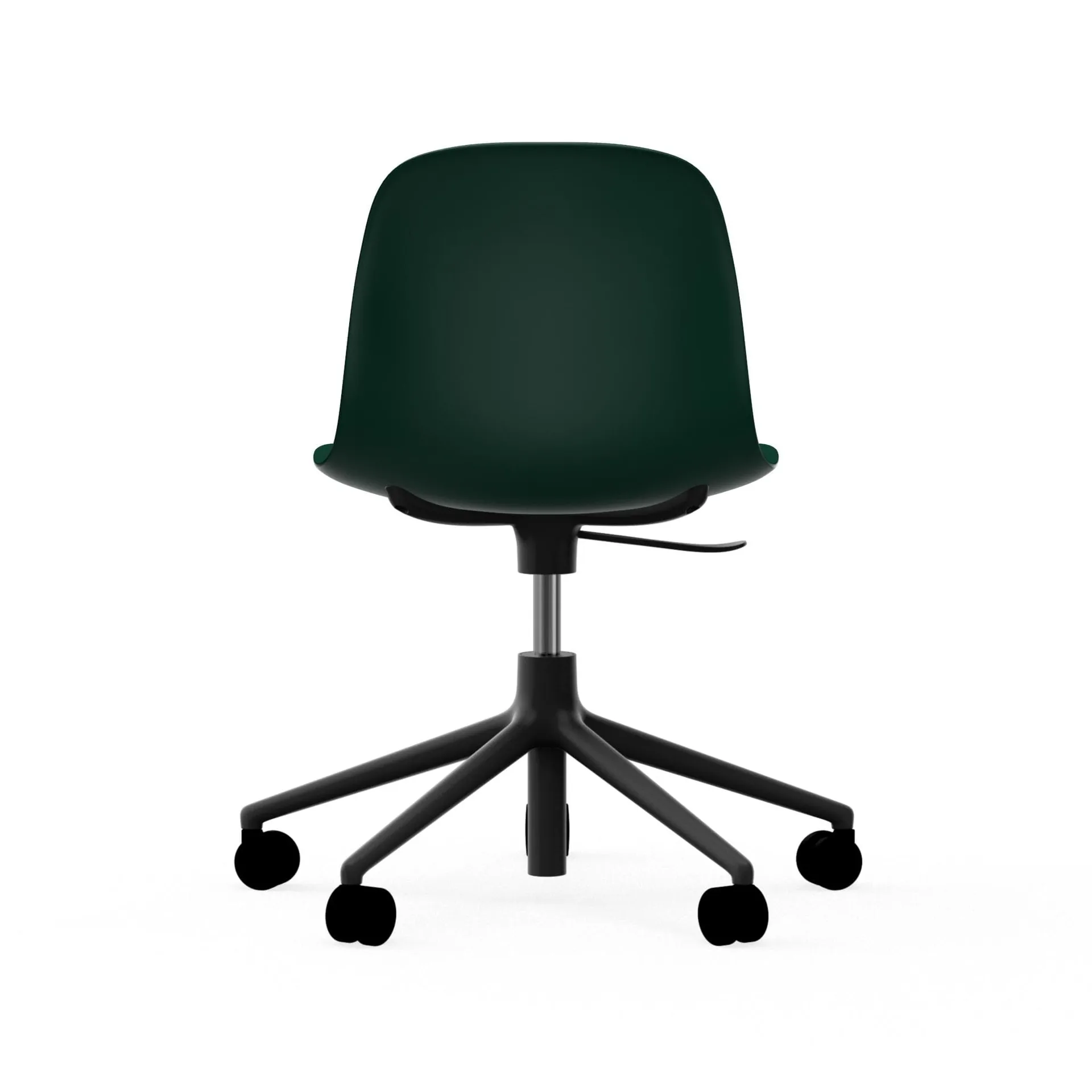 Form chair swivel 5W kontorsstol, grön, svart aluminium, hjul Normann Copenhagen