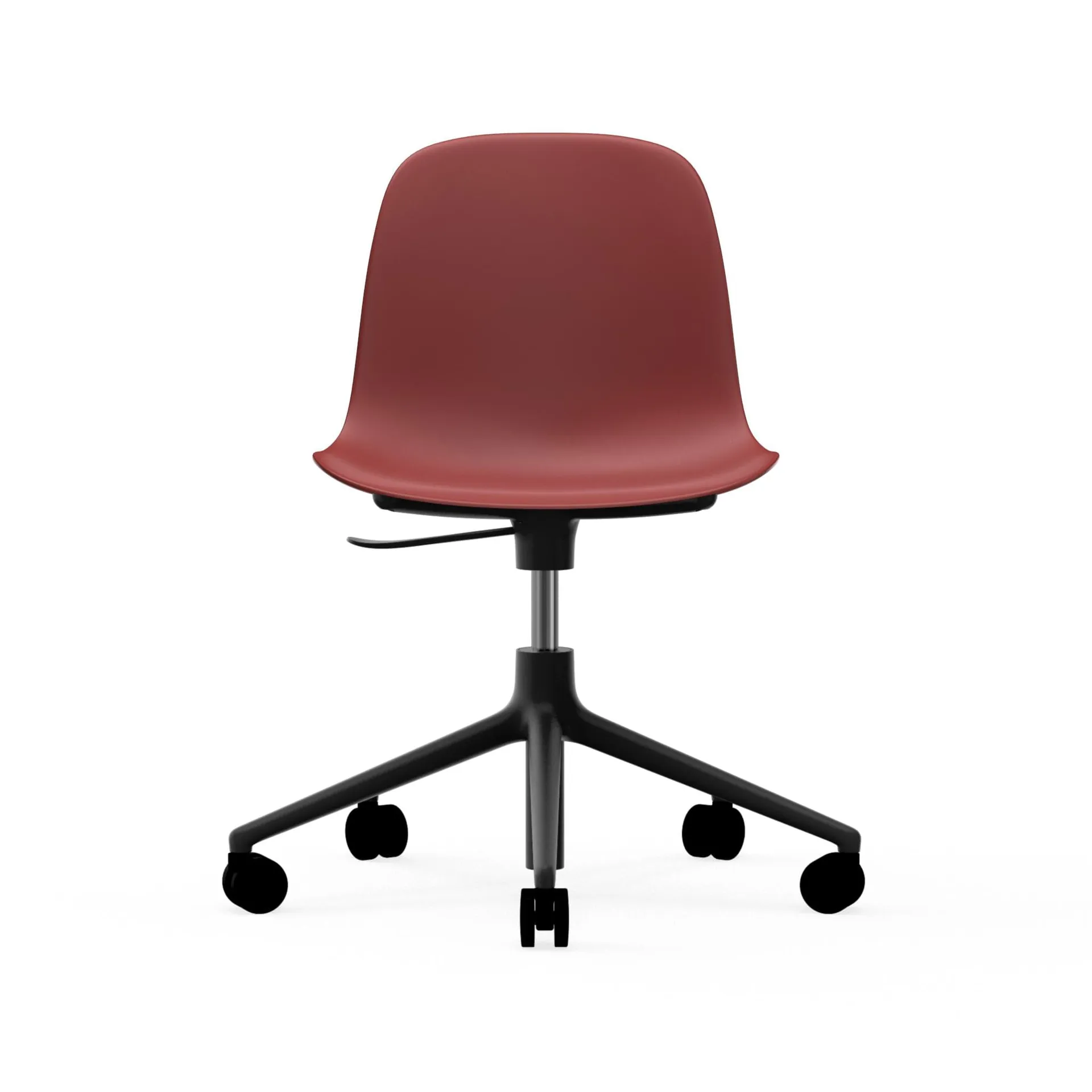 Form chair swivel 5W kontorsstol, röd, svart aluminium, hjul Normann Copenhagen