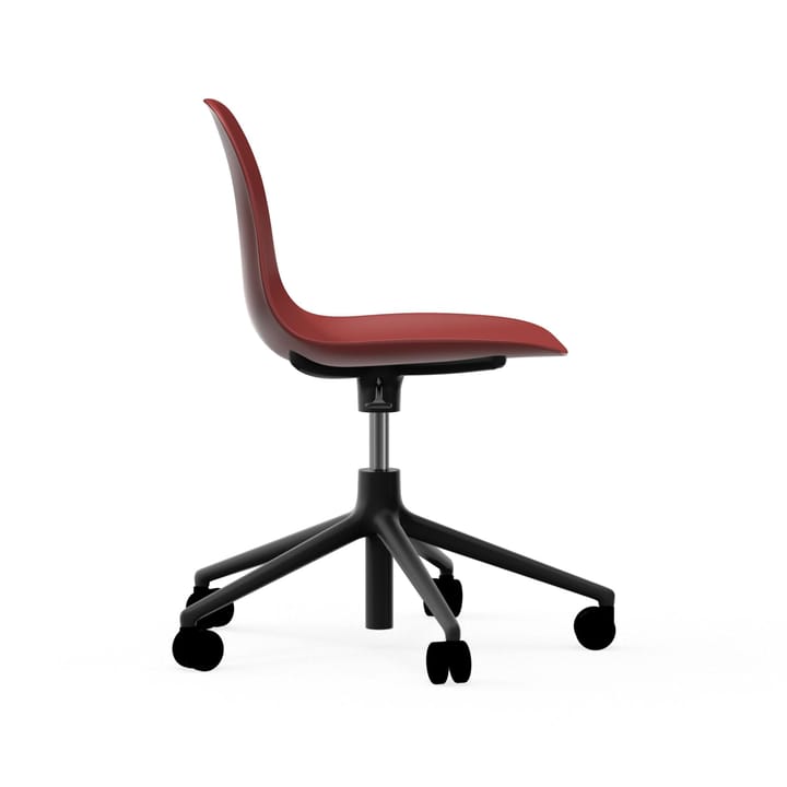 Form chair swivel 5W kontorsstol, röd, svart aluminium, hjul Normann Copenhagen