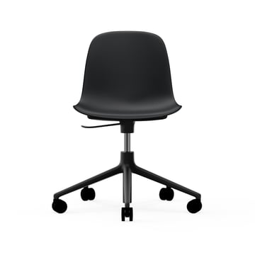 Normann Copenhagen Form chair swivel 5W kontorsstol svart svart aluminium hjul