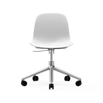 Normann Copenhagen Form chair swivel 5W kontorsstol vit aluminium hjul