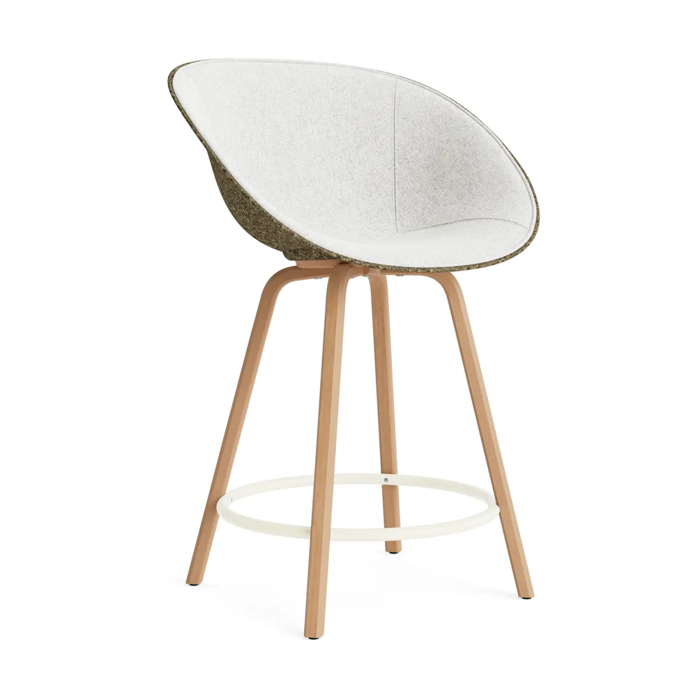 Normann Copenhagen Mat Bar Armchair karmstol framsideklädd 65 cm Hallingdal 110-seaweed-beech-cream steel
