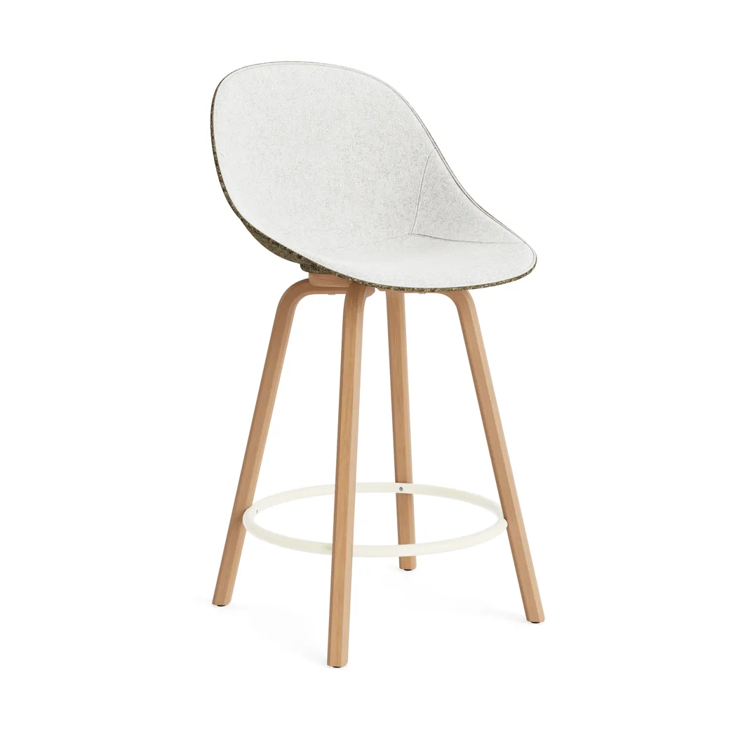 Normann Copenhagen Mat Bar Chair barstol framsideklädd 65 cm Hallingdal 110-seaweed-beech-cream steel