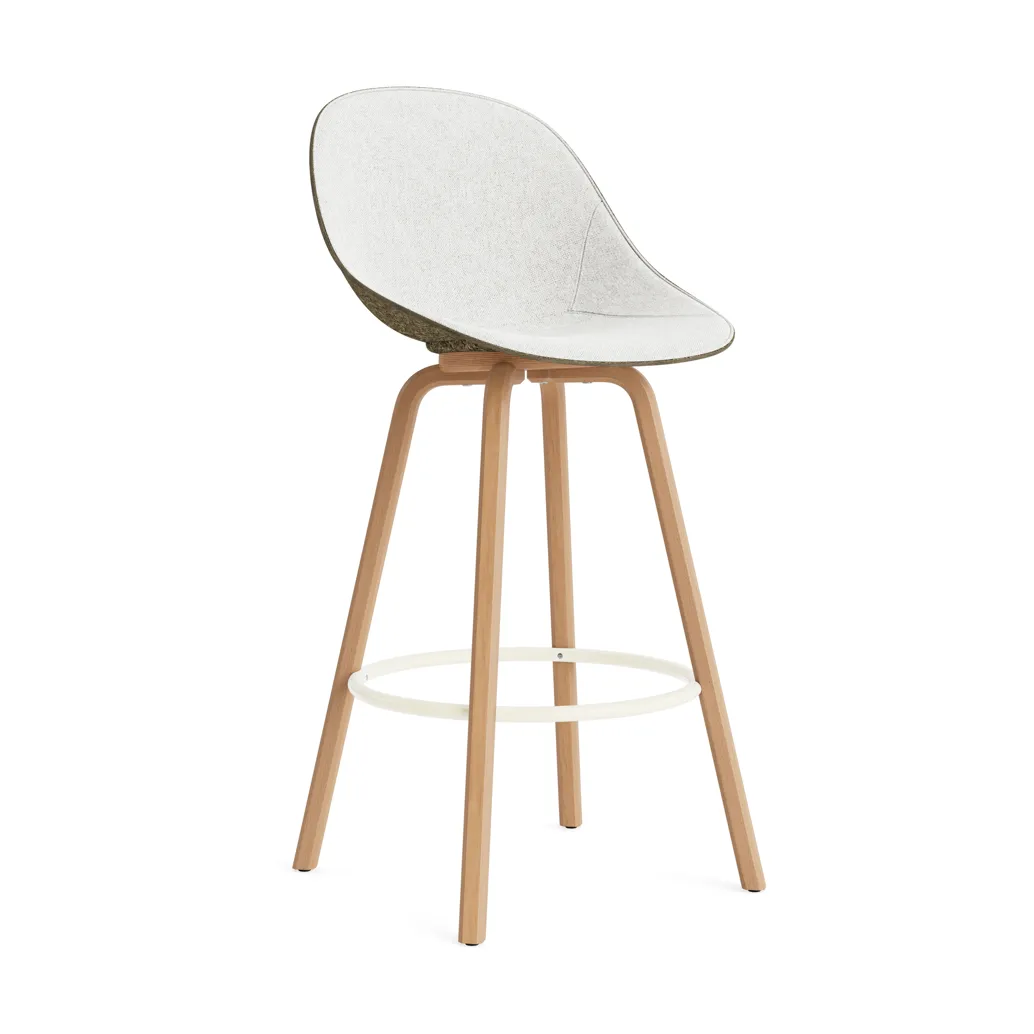 Normann Copenhagen Mat Bar Chair barstol framsideklädd 75 cm Hallingdal 110-seaweed-beech-cream steel