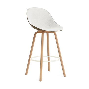 Normann Copenhagen Mat Bar Chair barstol framsideklädd 75 cm Hallingdal 110-seaweed-beech-cream steel