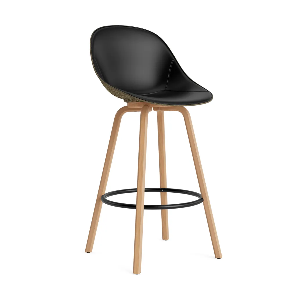 Normann Copenhagen Mat Bar Chair barstol framsideklädd 75 cm Ultra 41599-seaweed-beech-black steel