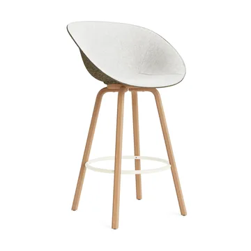Mat barstol framsideklädd 75 cm - Hallingdal 110-seaweed-beech-cream steel - Normann Copenhagen