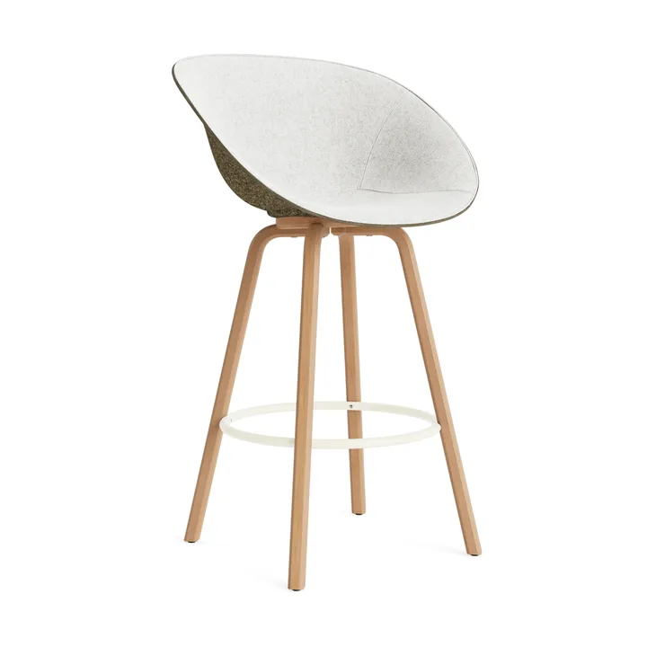 Mat barstol framsideklädd 75 cm - Hallingdal 110-seaweed-beech-cream steel - Normann Copenhagen