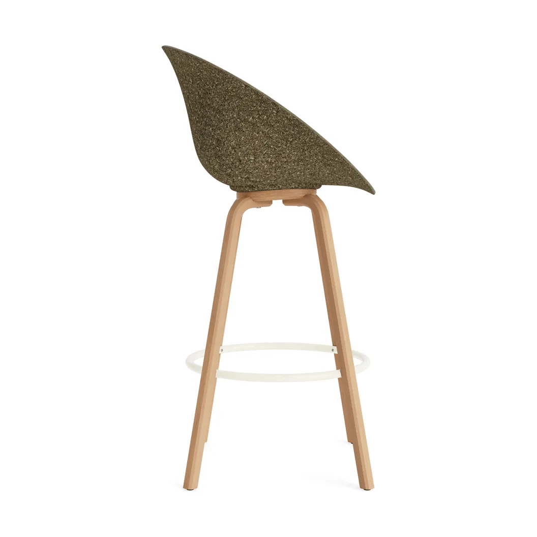 Mat barstol framsideklädd 75 cm, Hallingdal 110-seaweed-beech-cream steel Normann Copenhagen