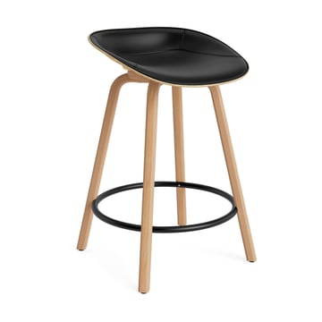 Läs mer om Normann Copenhagen Mat Barstool barpall framsideklädd 65 cm Ultra 41599-hemp-beech-black steel