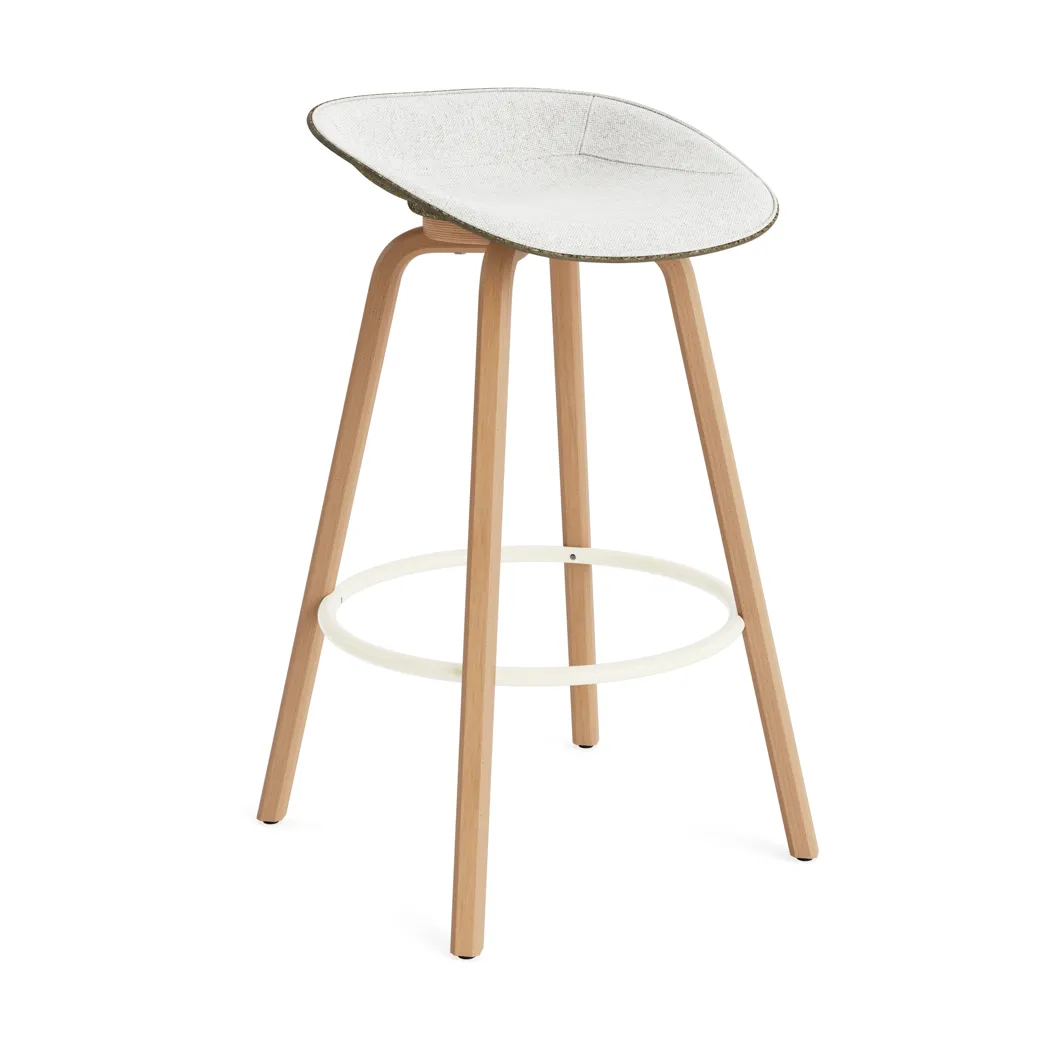 Normann Copenhagen Mat Barstool barpall framsideklädd 75 cm Hallingdal 110-seaweed-beech-cream steel