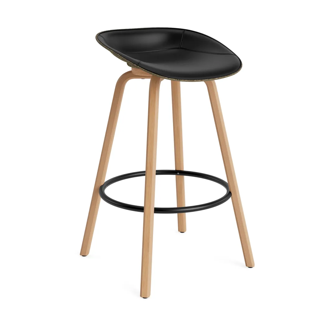 Normann Copenhagen Mat Barstool barpall framsideklädd 75 cm Ultra 41599-seaweed-beech-black steel