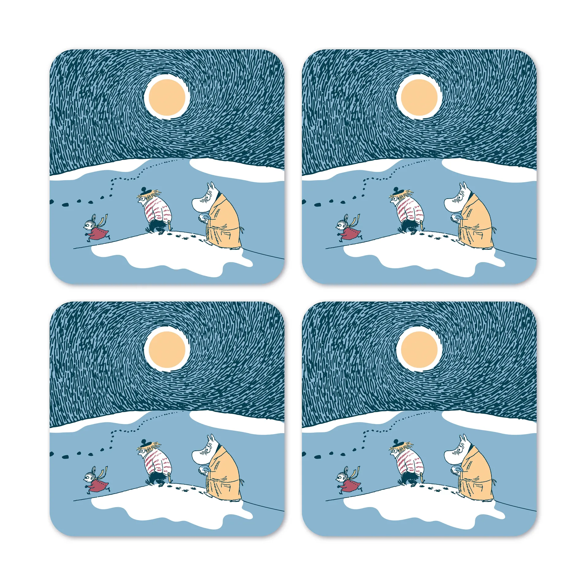 Månsken i snön glasunderlägg vinter 2021 4-pack, 9x9 cm Opto Design