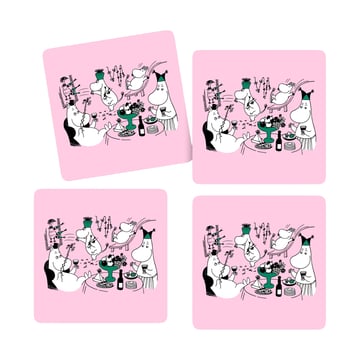 Läs mer om Opto Design Moomin 80 glasunderlägg 9x9 cm 4-pack Rosa