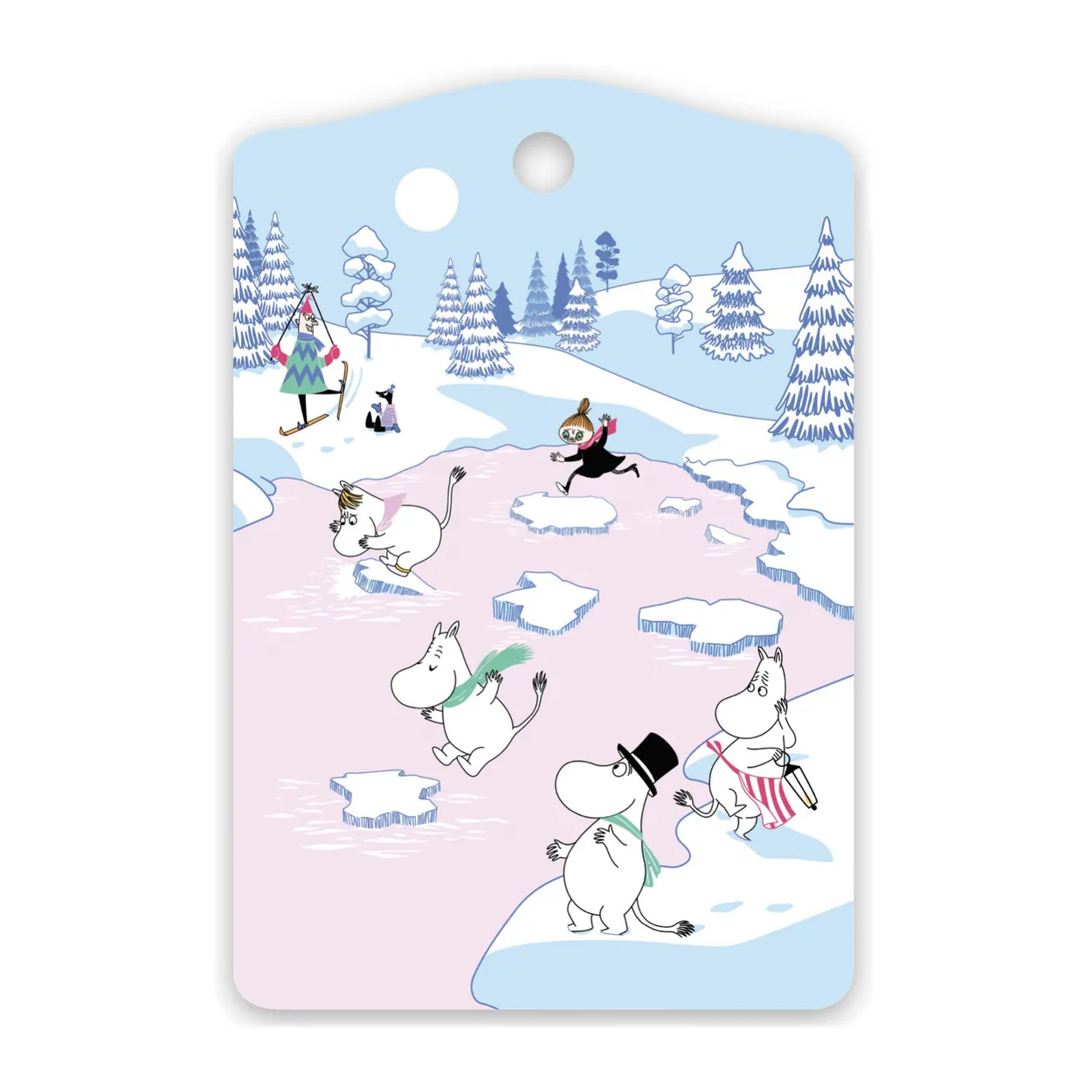 Opto Design Mumin skärbräda vinter 2022 20x30 cm Blå-vit-rosa
