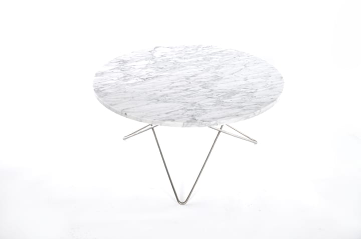 O Table matbord Ø100 cm, Rostfritt stål-vit marmor OX Denmarq