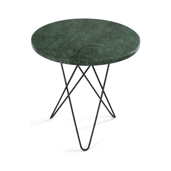 Tall mini O sidobord Ø50 cm, Grön marmor-svart OX Denmarq