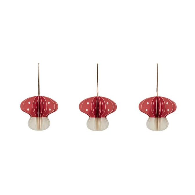Christmas Mushroom dekorationshängen 3-pack, Red-white OYOY