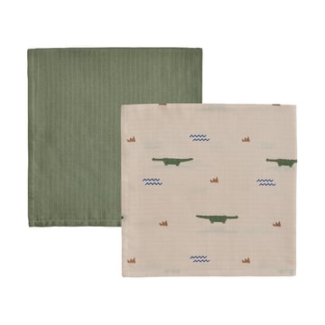 Produktfoto för OYOY MINI - Toucan Muslin - Pack of 2 - Dammblad - Beige / Olive Green - H:70 x W:70 cm