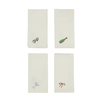 New Year bomullsservett 45x45 cm 4-pack - Offwhite - OYOY