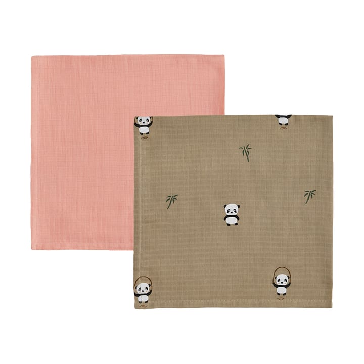 Panda barnfilt 2-pack, Khaki-rose OYOY