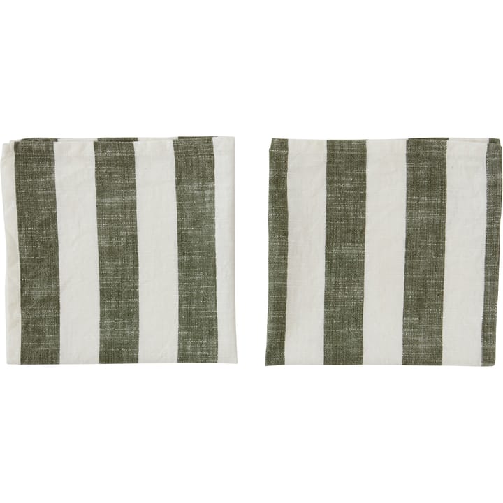Striped servett 45x45 cm 2-pack, Olive OYOY