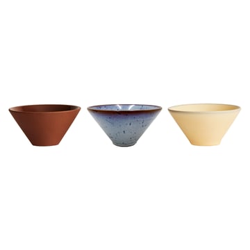 Produktfoto för OYOY LIVING - Yuka Bowl - Pack of 3 - Skål - 911 Dark Terracotta / Butter / Reactive Space - H:5.5 Ø:11 CM