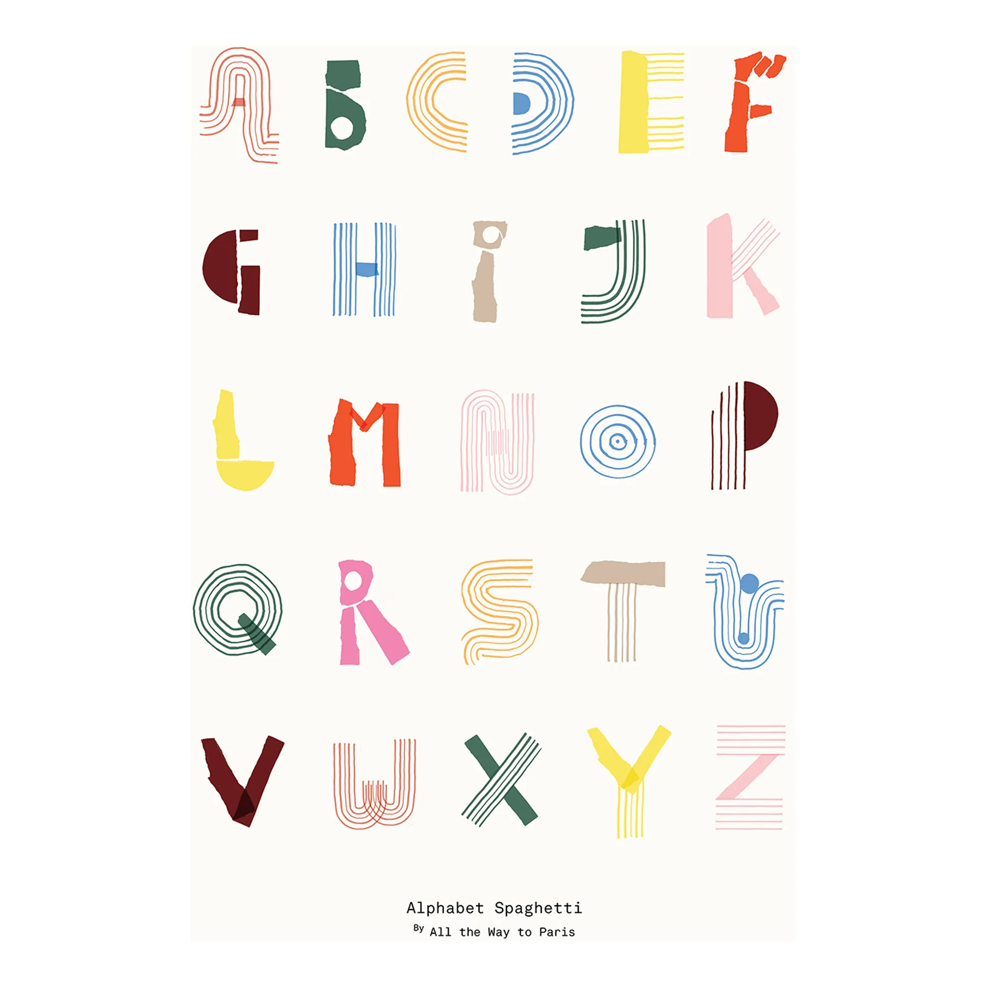 Alphabet Spaghetti ENG Multi-colour poster, 70x100 cm Paper Collective