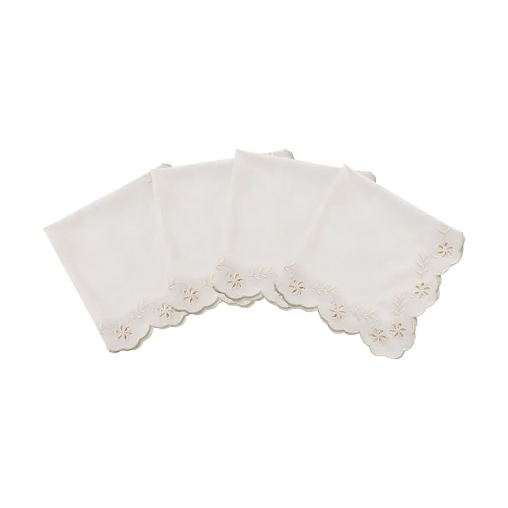 Lace bomullsservett - Offwhite, 4-pack, 45x45 cm - Pick a Poppy