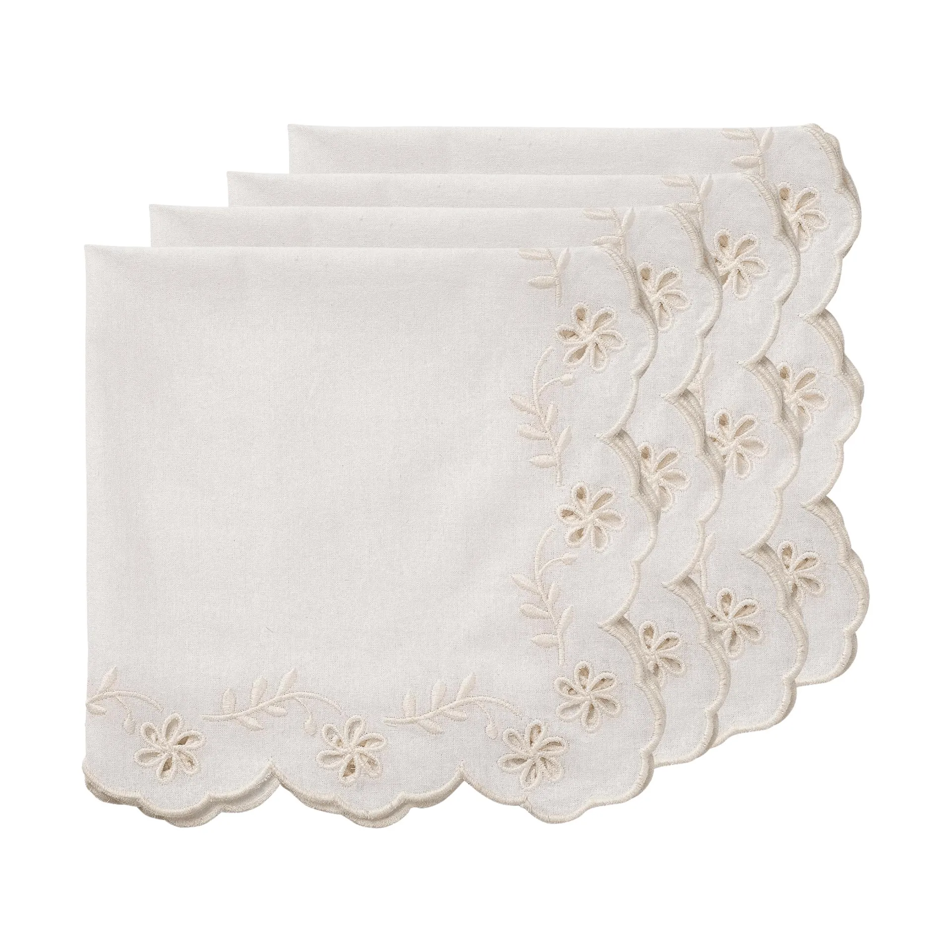 Lace bomullsservett, Offwhite, 4-pack, 45x45 cm Pick a Poppy