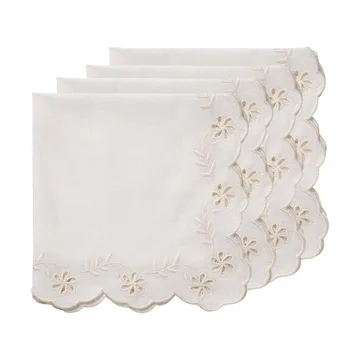 Lace bomullsservett - Offwhite, 4-pack, 45x45 cm - Pick a Poppy