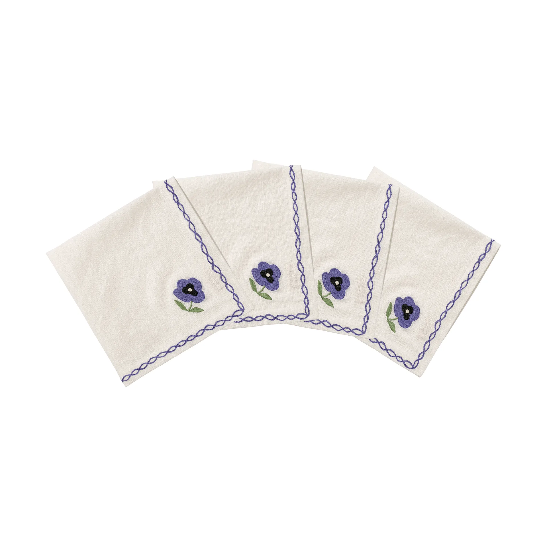 Madelen Möllard Pansy bomullsservett, Blue, 4-pack, 45x45 cm Pick a Poppy