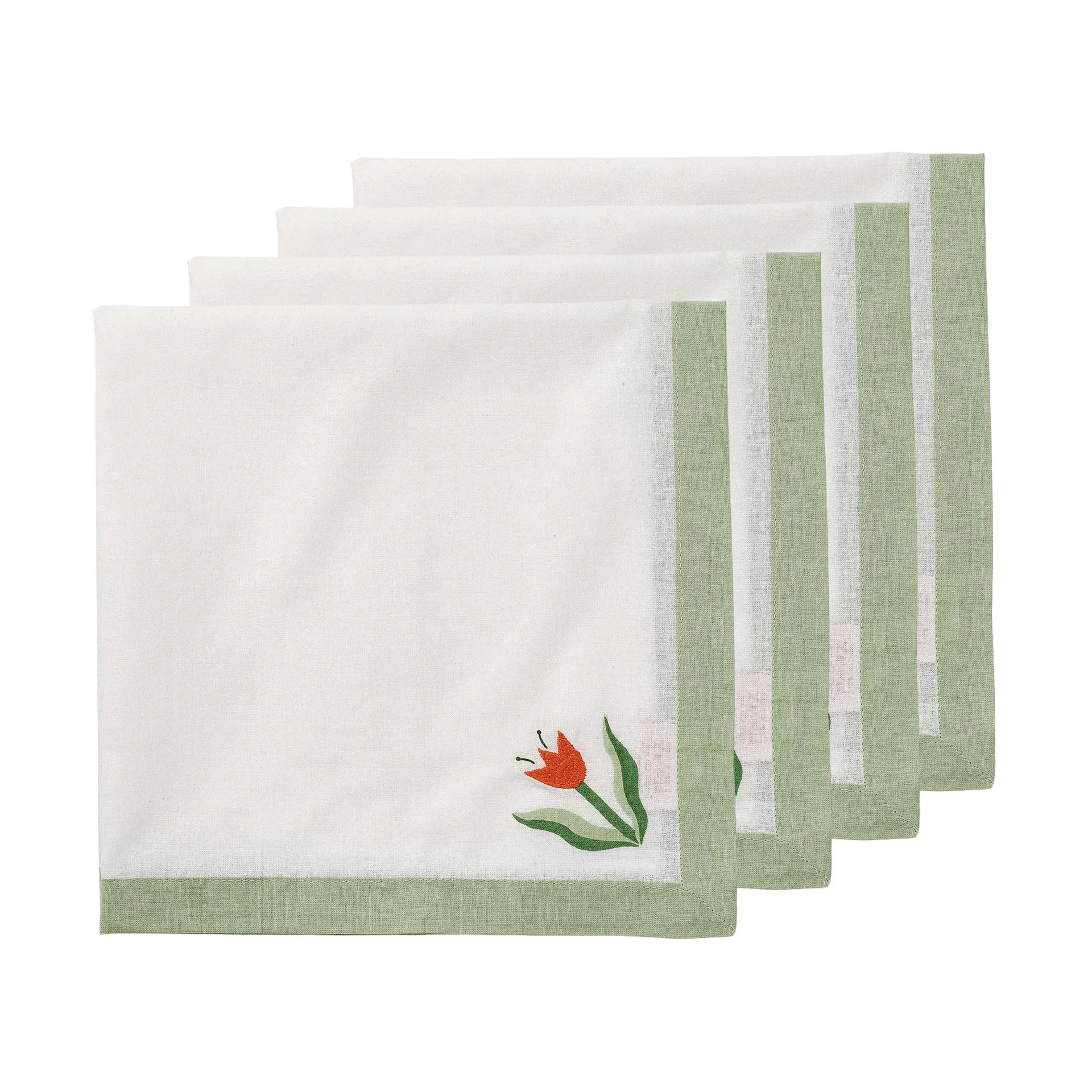 Madelen Möllard Tulip bomullsservett, Light green, 4-pack, 45x45 cm Pick a Poppy