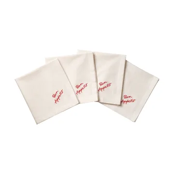 Quote bomullsservett - Red, 4-pack, 45x45 cm - Pick a Poppy
