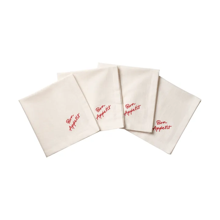 Quote bomullsservett - Red, 4-pack, 45x45 cm - Pick a Poppy