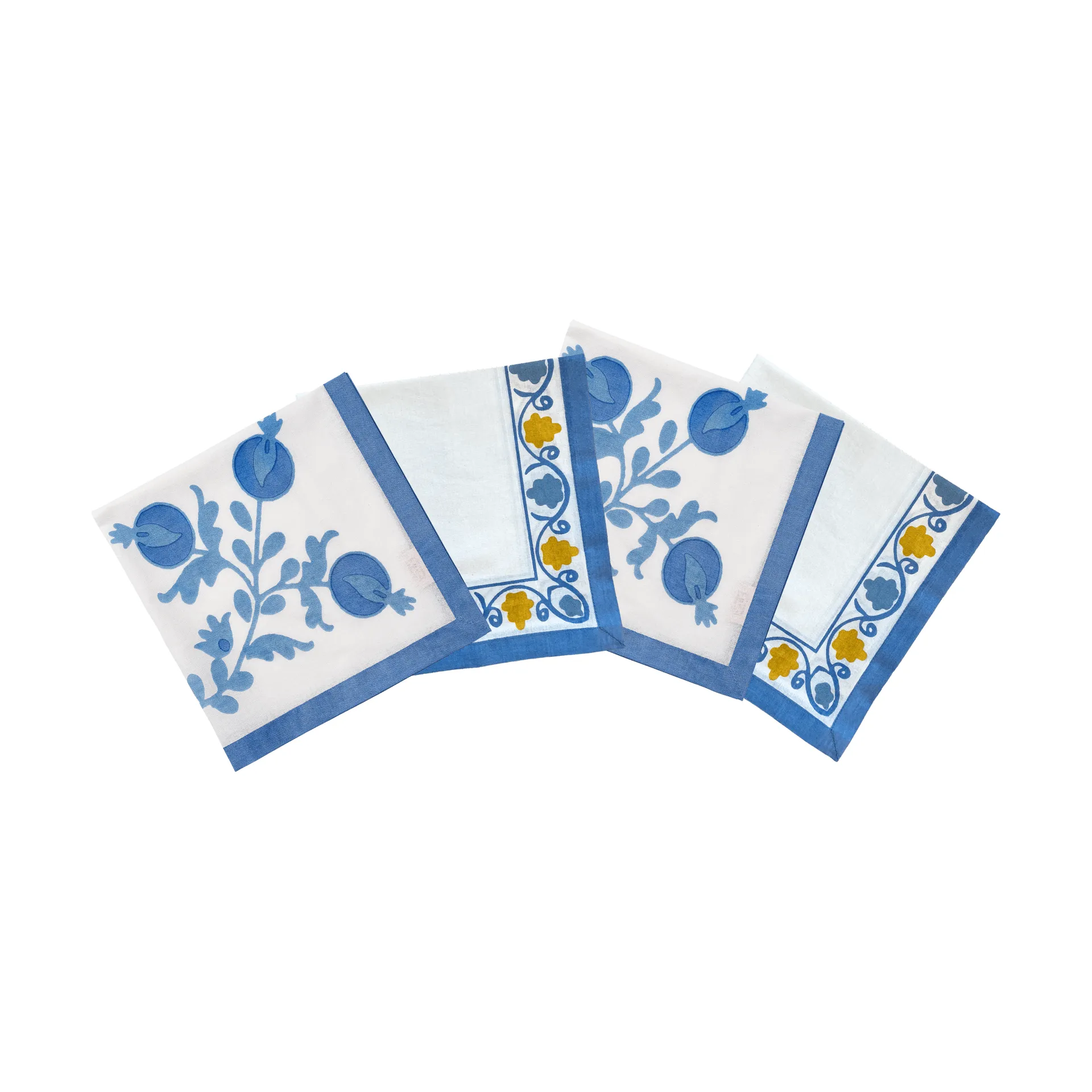 Suzani bomullsservett, Blue, 4-pack, 45x45 cm Pick a Poppy