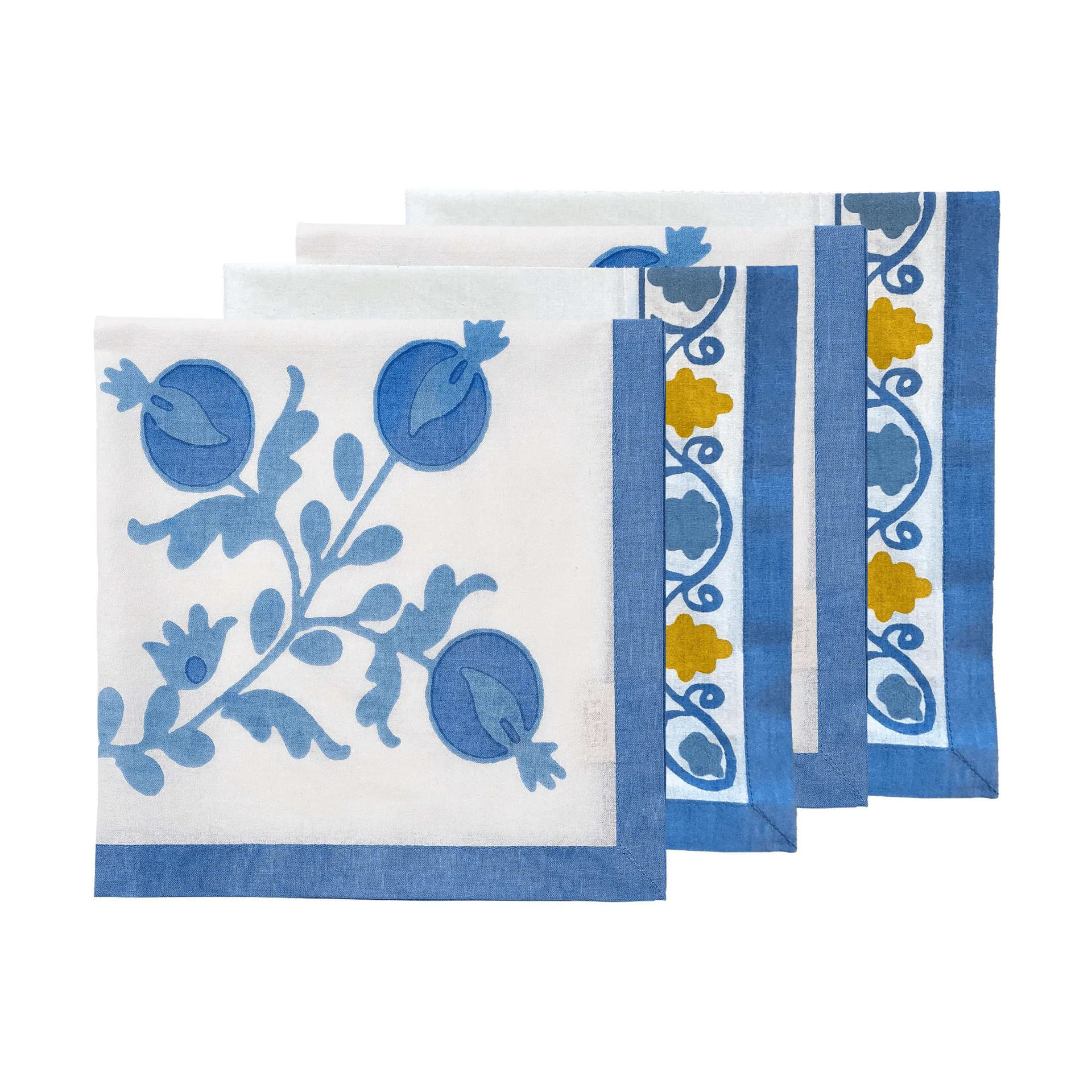 Suzani bomullsservett, Blue, 4-pack, 45x45 cm Pick a Poppy