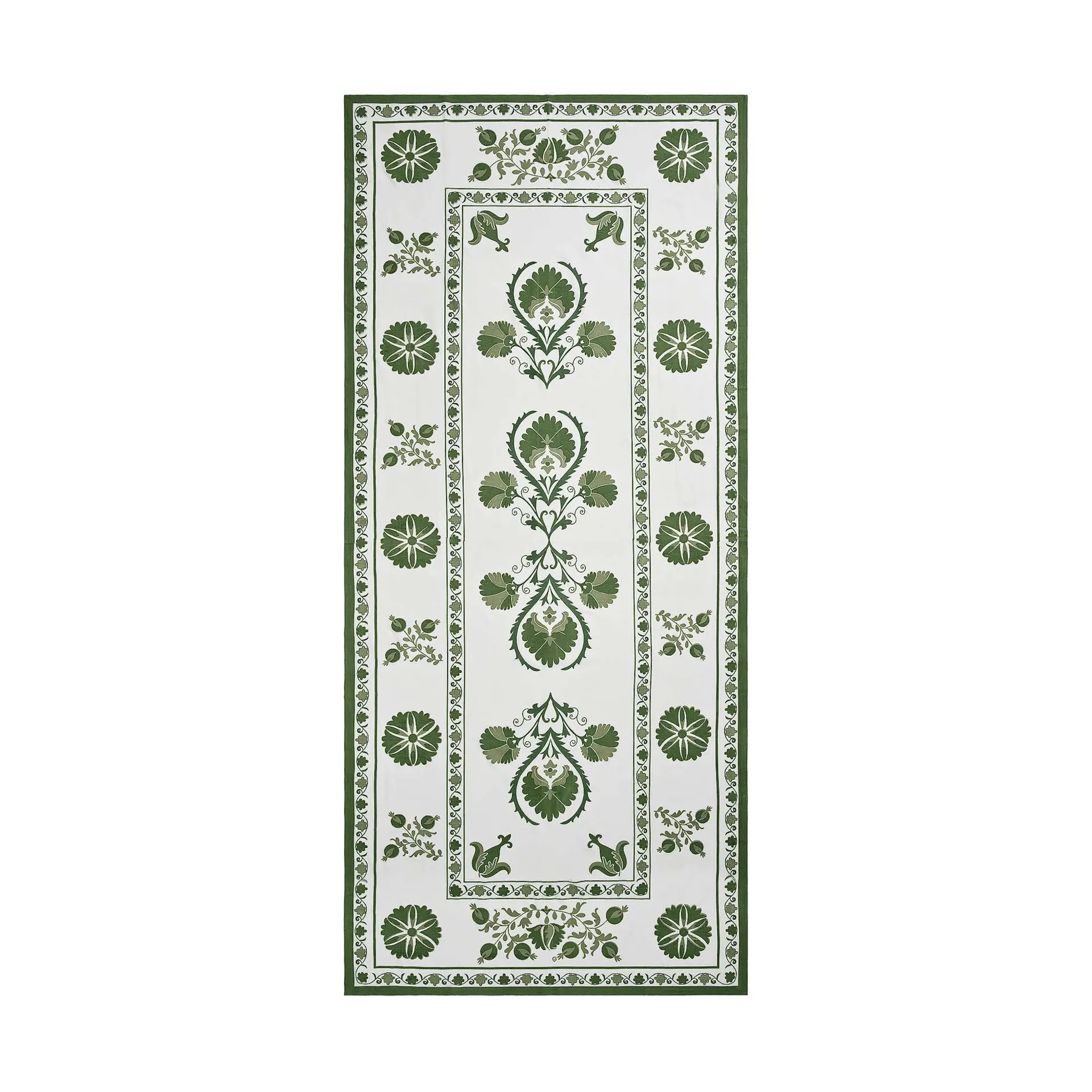 Suzani bordsduk, Green, 350x150 cm Pick a Poppy