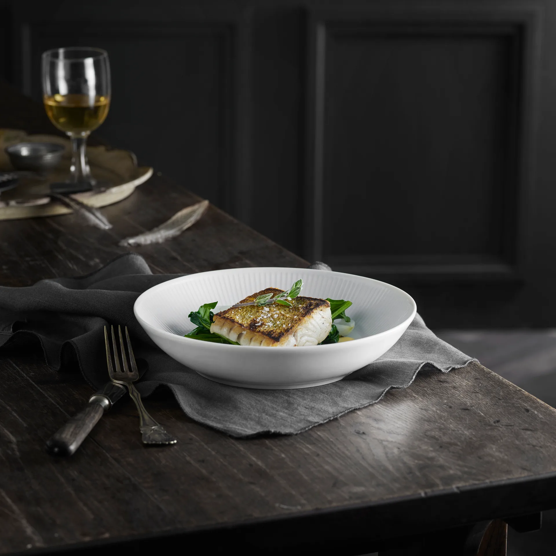 Plissé pastatallrik Ø 20cm, Vit Pillivuyt