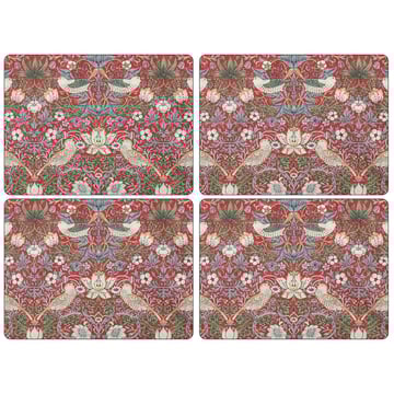 Läs mer om Pimpernel Strawberry Thief bordsunderlägg 30x40 cm 4-pack Röd