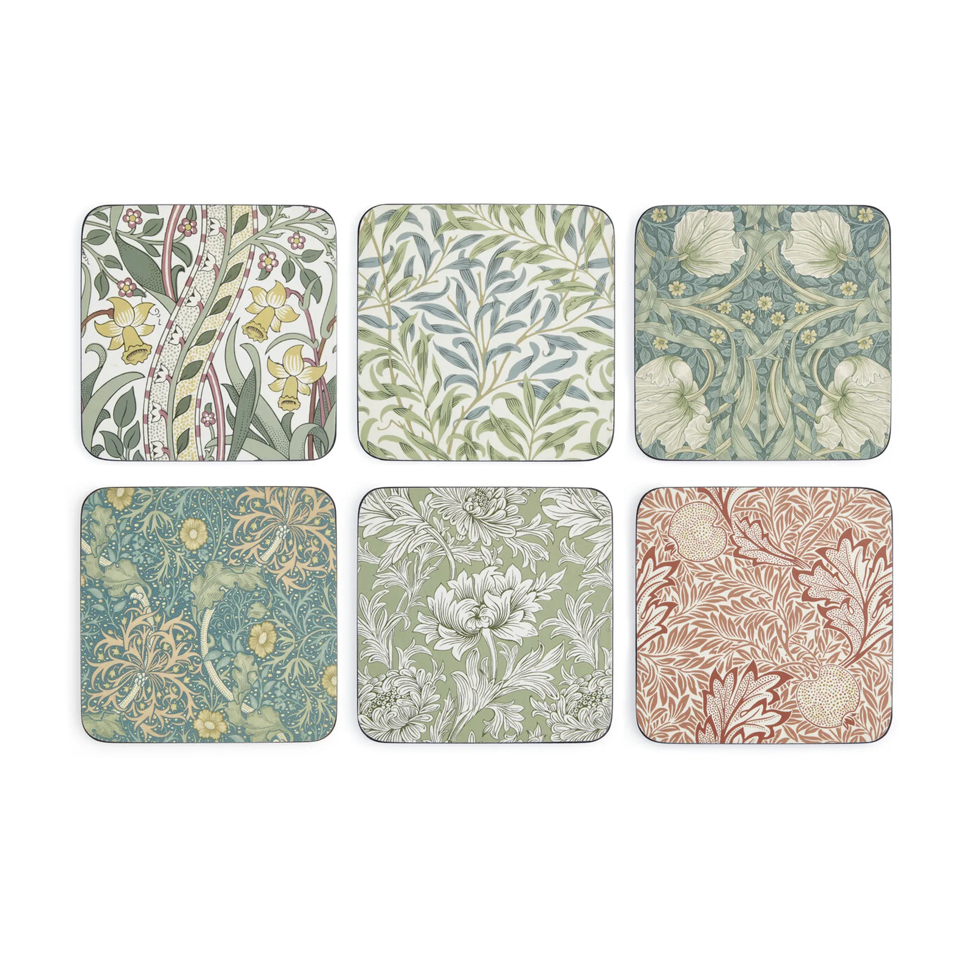 William Morris glasunderlägg 6-pack, Mix & Match Pimpernel