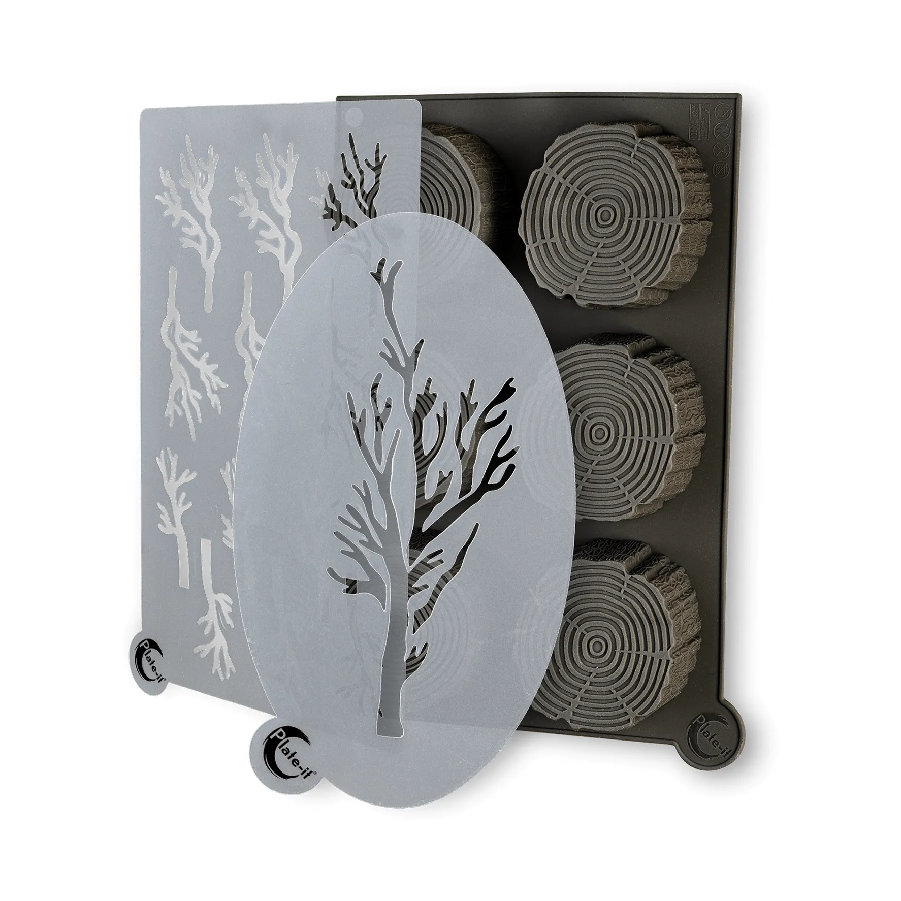 Plate-it formar, Wood, silikon, 3 delar Plate It